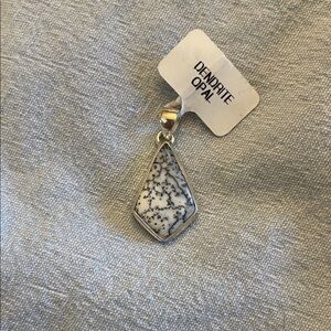 Dendrite Opal Sterling Silver White and Black Pendant
